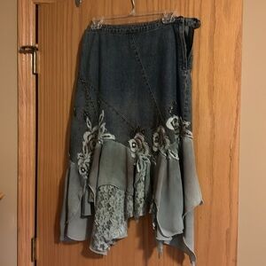 Denim flowing skirt with beautiful accents